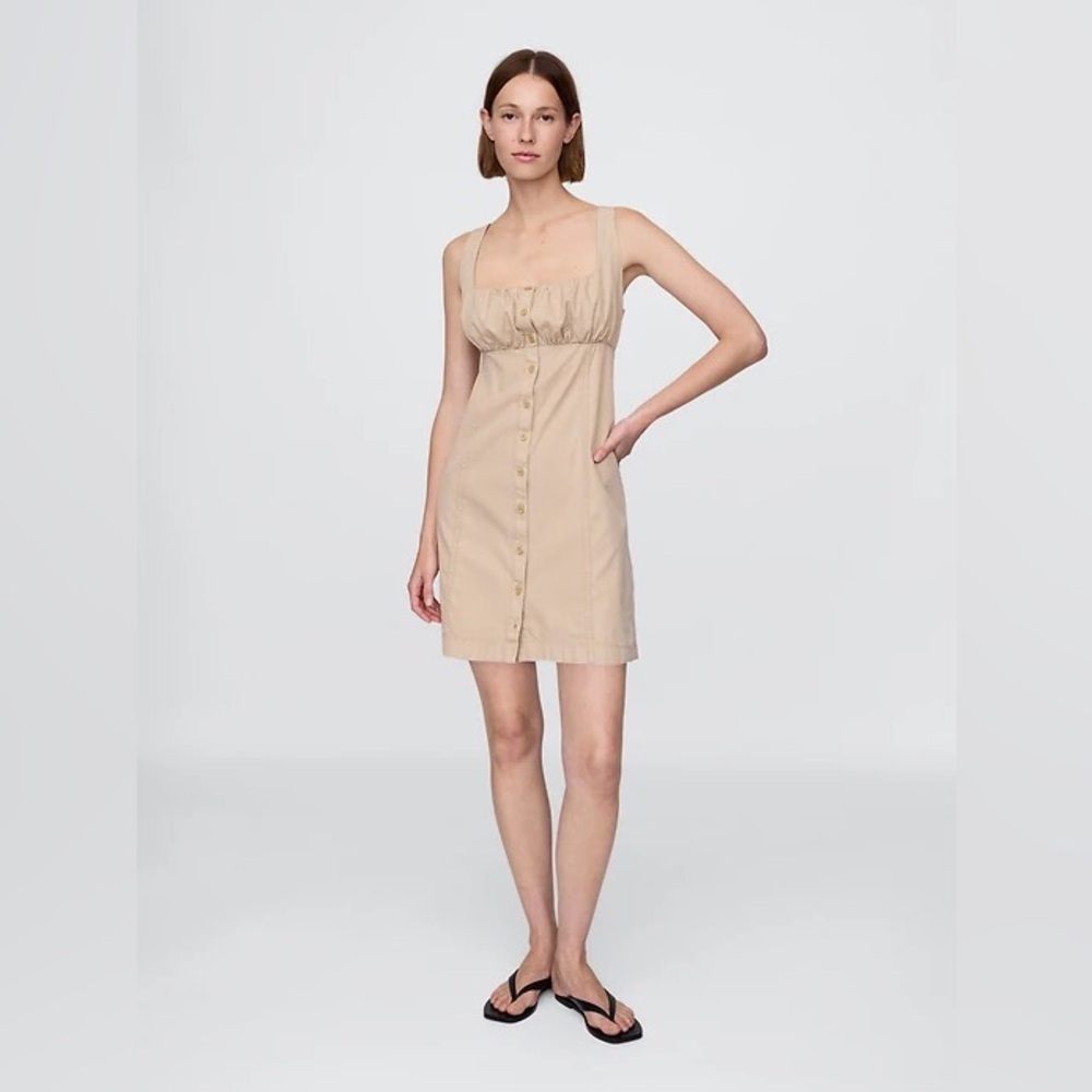 GAP‎ Women's M Tan Button-Down Cotton Dress Preppy